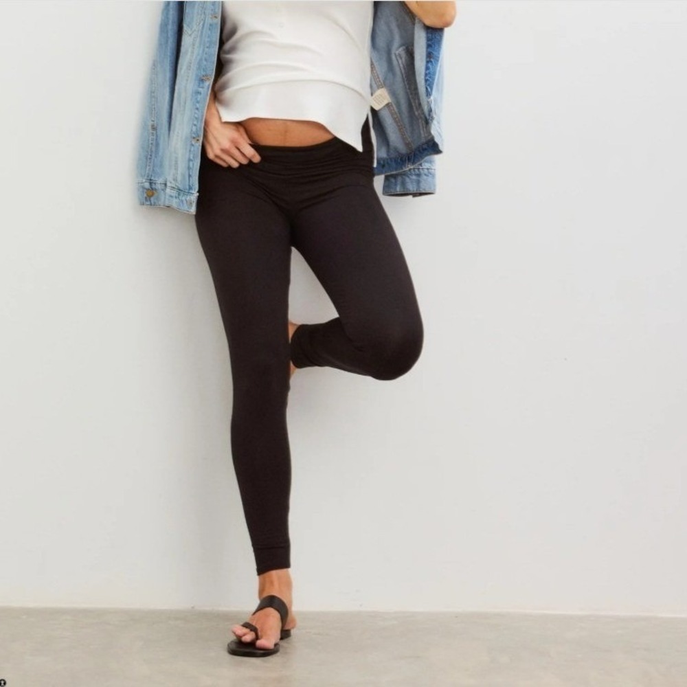 HATCH The Bodyflex Maternity Leggings Black Fold Over Waistband Modal Stretch XS